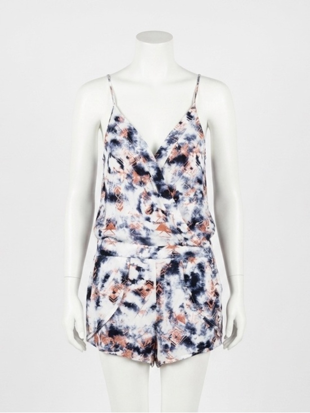 Ocean Drive Tie Dye Surfer Boho Wrap Front Cami Romper Festival Beach Summer